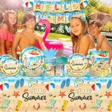 Hello Summer Party Decorations 142Pcs Beach Pool Party Paper Plates
