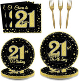 96 Pcs 21st Birthday Party Supplies for 24 Guests Cheers to 21 Years