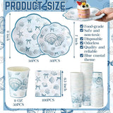250 Pcs Seashell Party Decorations Plates and Napkins Beach Theme