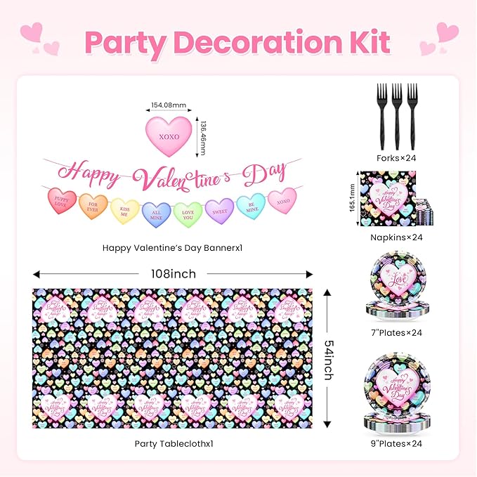 Valentines Day Party Decorations Black Happy Valentine's Day Plates