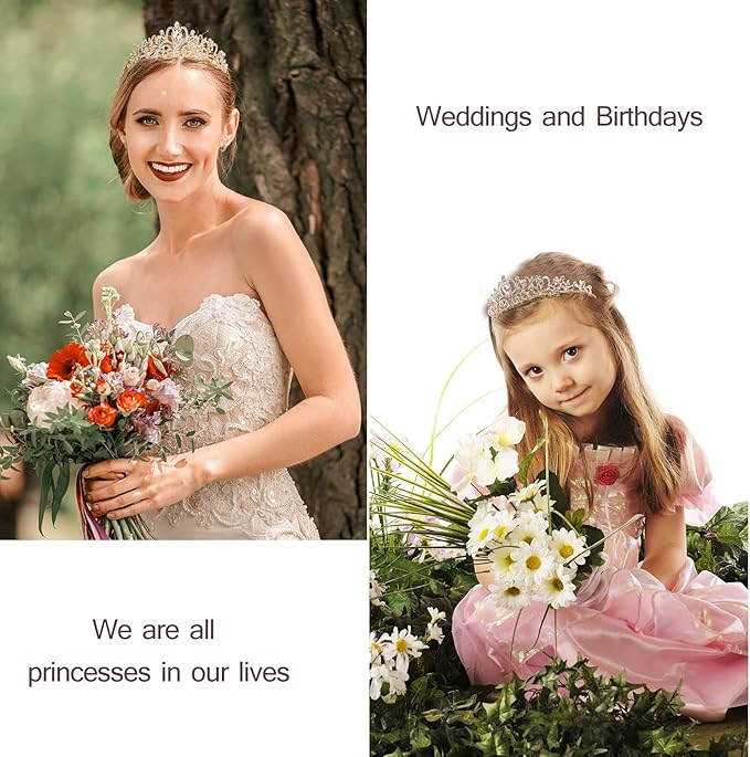 Gold Prom Queen Tiara Crown for Women, Happy Birthday Flower Crown