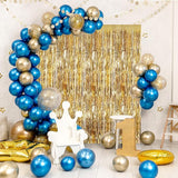 Champagne Gold Metallic Tinsel Foil Fringe Curtains, 2 Pack 3.3x8.3