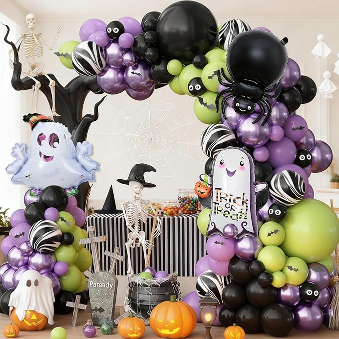 120 Pcs Halloween Balloon Arch Garland Purple and Black Balloon Arch