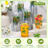 100 Pcs Gold Jungle Safari Animals Cups 16 oz Golden Safari Themed