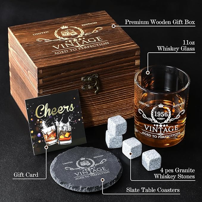 70th Birthday Gifts for Men Whiskey Glass Set 70th Birthday