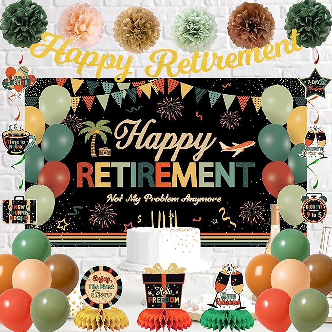 Retirement Decorations for Men Women Colorful Vintage Retirement