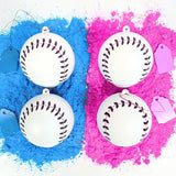 Gender Reveal Baseball Set Blue and Pink Balls Exploding with Powder #