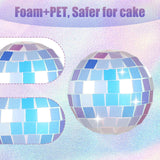 ZEYIYER 9Pcs Disco Ball Cake Decorations Multicolor Disco Ball Cake
