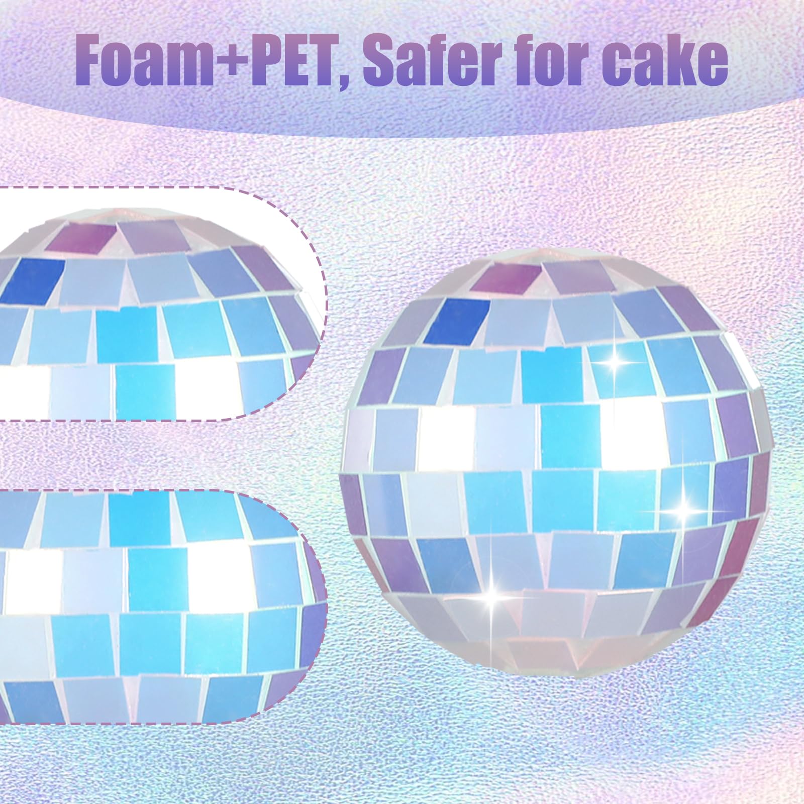 ZEYIYER 9Pcs Disco Ball Cake Decorations Multicolor Disco Ball Cake