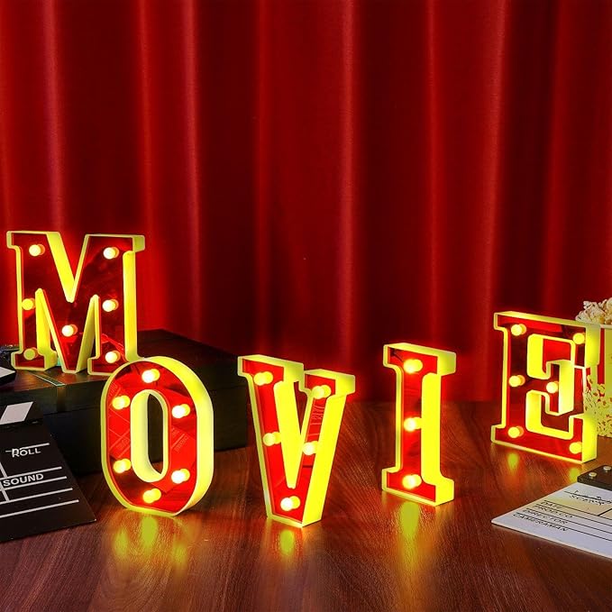 Movie Night Decorations 6.3 Movie Light up Letters Sign Decor