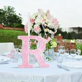 Qunclay Pink Crystal Diamond Letter Wall Decor, Glitter Wooden Bling