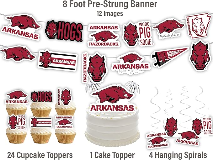 University of Arkansas Party Supplies for Football, Birthday Gift,