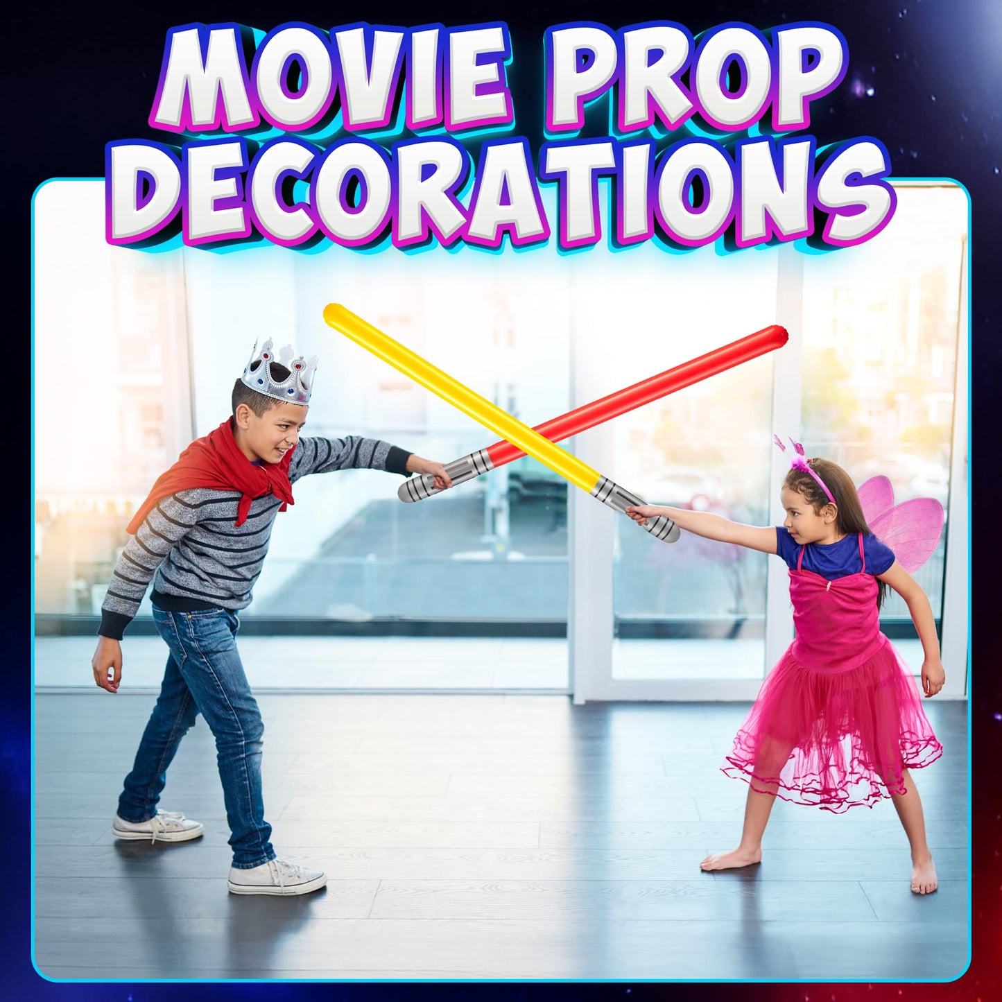 Bedwina Inflatable Light Sabers for Kids - (Pack of 12) 35-inch Neon