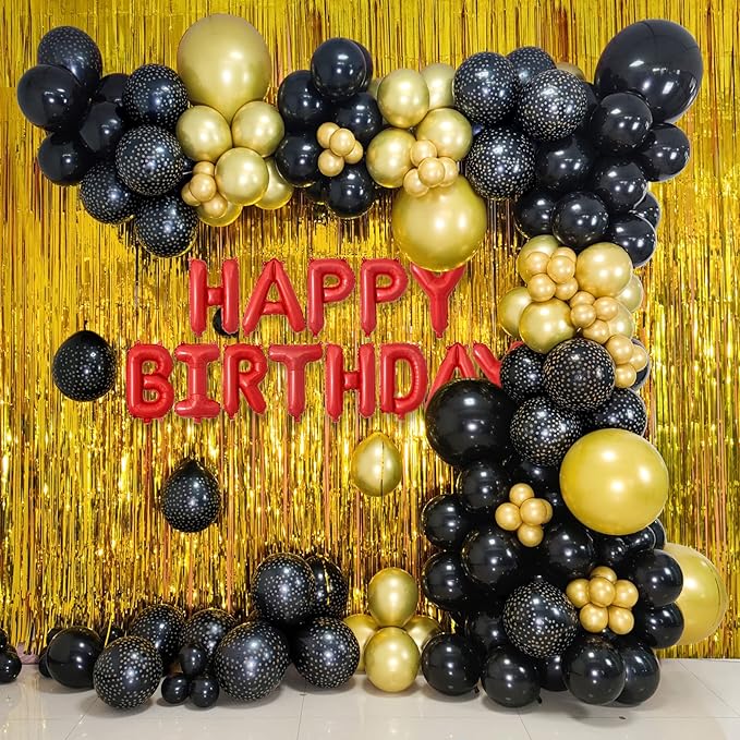 100pcs Black and Gold Balloons 12 Inch Metallic Gold and Black latex