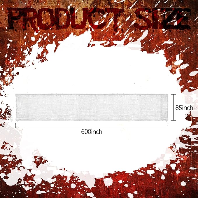 600 x 85 Creepy Cloth Large White Halloween Spooky Fabric Cloth