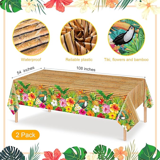 130 Pcs Tiki Party Supplies Sets Hawaiian Party Decor Luau Plates