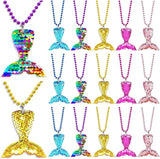 15 Pack Mermaid Sequin Necklace Party Favors with Mardi Gras Beads