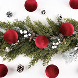 Velvet Ornaments for Christmas Tree Decorations - Burgundy Xmas Ball