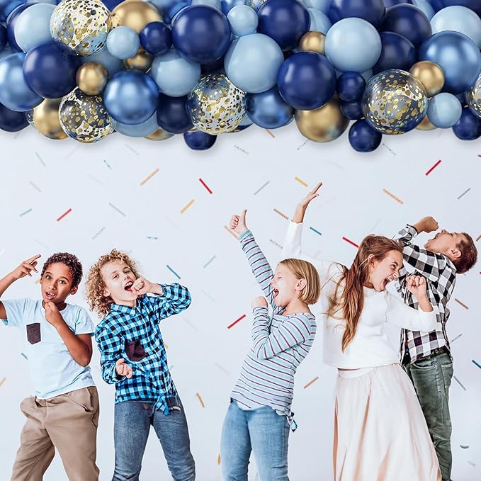 Navy Blue Gold Balloon, 60 Packs 12 Inch Metallic Blue and Macaron