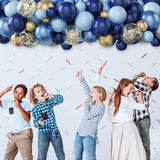 Navy Blue Gold Balloon, 60 Packs 12 Inch Metallic Blue and Macaron