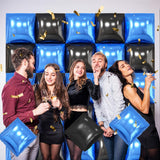 Metallic Blue and Black Square Foil Balloon Wall,19 Inches Double