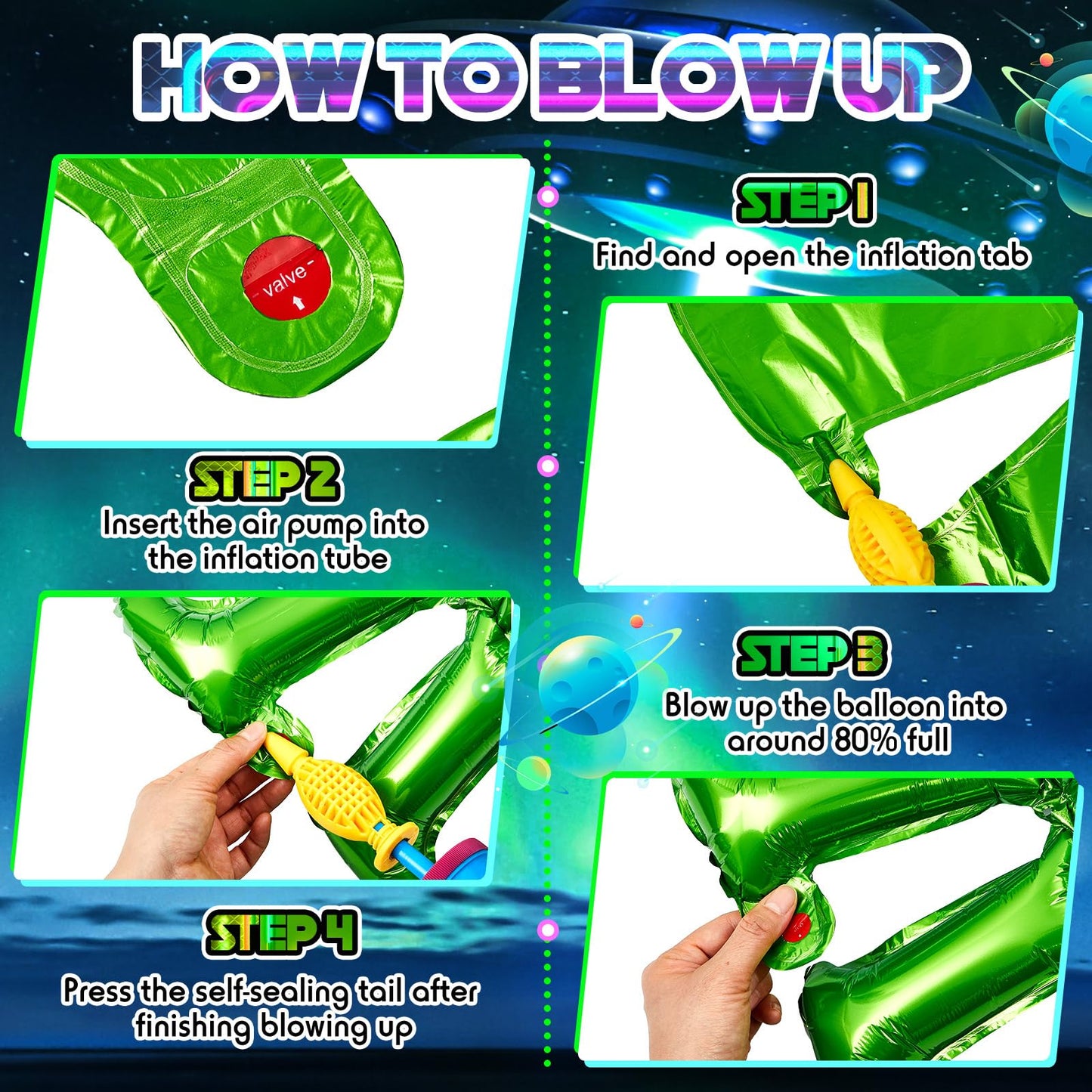 8 Pcs 31.5 Inch Inflatable Alien Balloons Alien Party