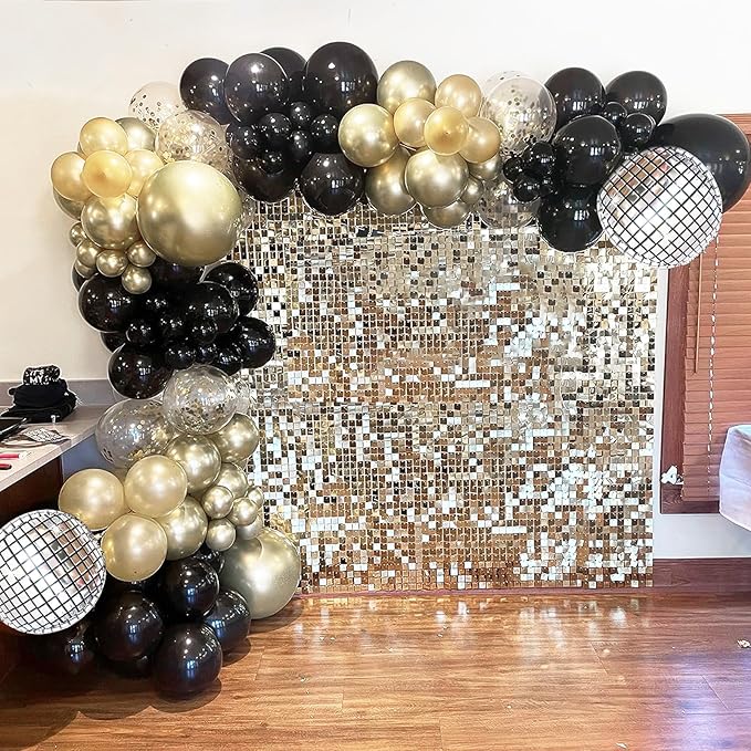Black and Gold Balloons Garland Arch Kit 18 12 10 5 Inch Black