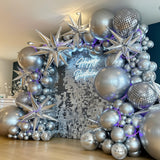 Yishebapa 145pcs Metallic Silver Balloons Different Sizes 18 12 10 5