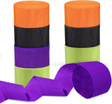 Halloween Streamers 8 Rolls Black & Orange Crepe Paper Streamers for