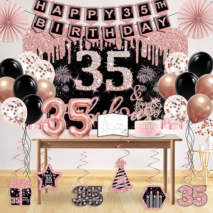 35th Birthday Decorations for Women 32PCS 35th Birthday Party