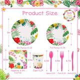 Pink Tropical Luau Party Tableware Supplies 168PCS Hawaiian Plates