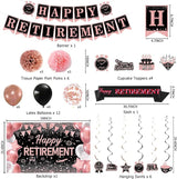 Rose Gold Retirement Decorations for Women Happy Retirement Banner