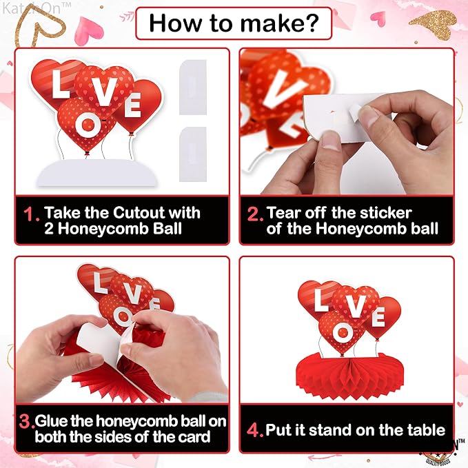 Valentines Day Centerpiece for Table Pack of 9 Pink Valentines Day