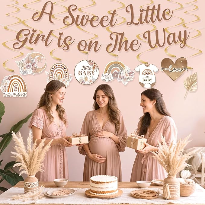 Boho Baby Shower Decorations A Sweet Little Girl Is On The Way Banner