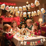 Merry Christmas Banner Gingerbread Christmas Hanging Decoration 3PCS