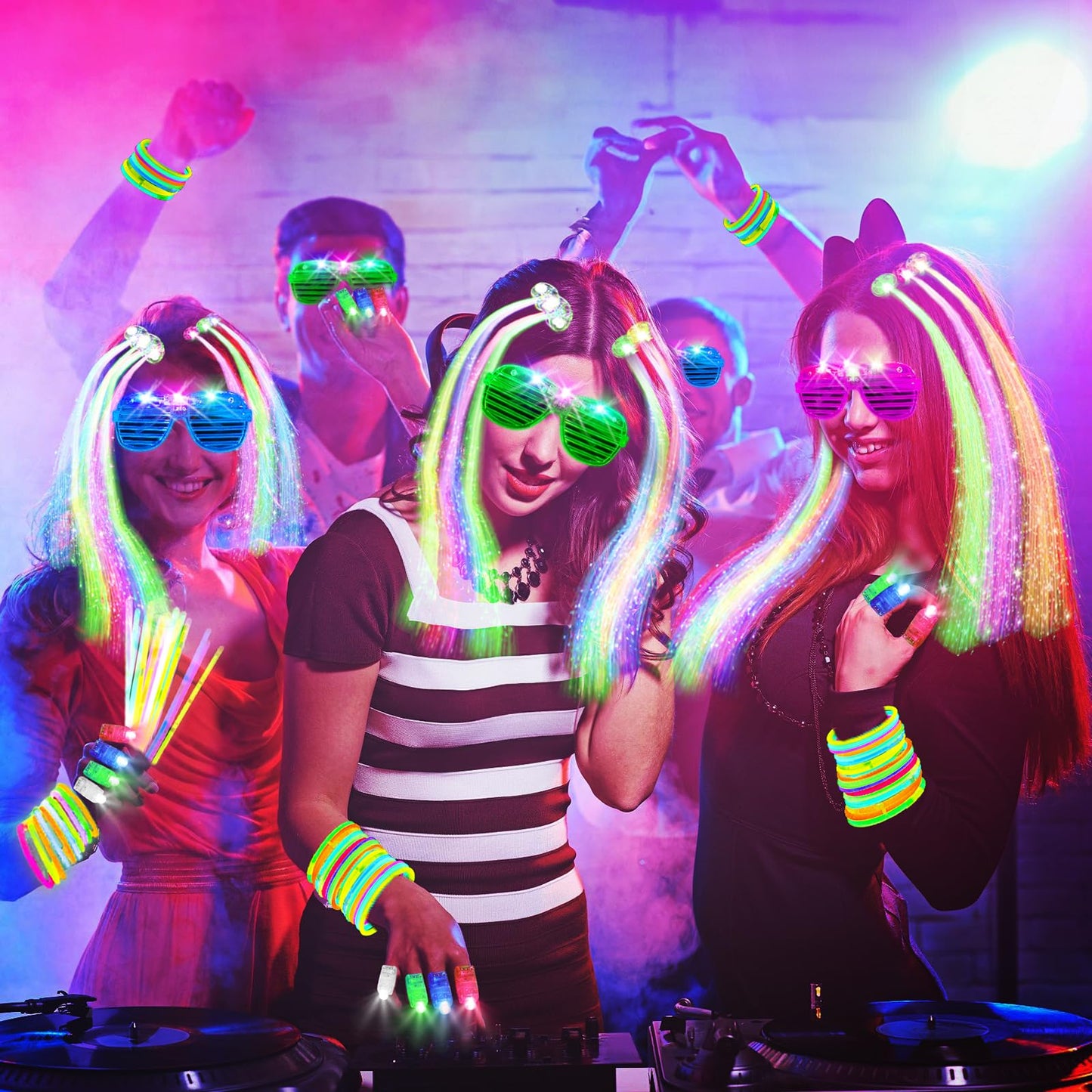 SHQDD 158 PCS Glow in the Dark Party Supplies, 14PCS LED Glasses,