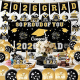 Graduation Decorations 2026 Black Gold Themed Grad Party Decor Set