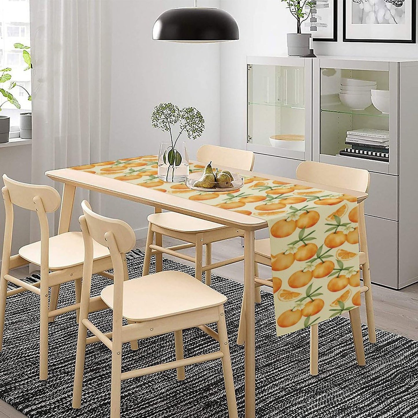 Orange Citrus Table Runner, Cute Spring Summer Fruit Themed Table
