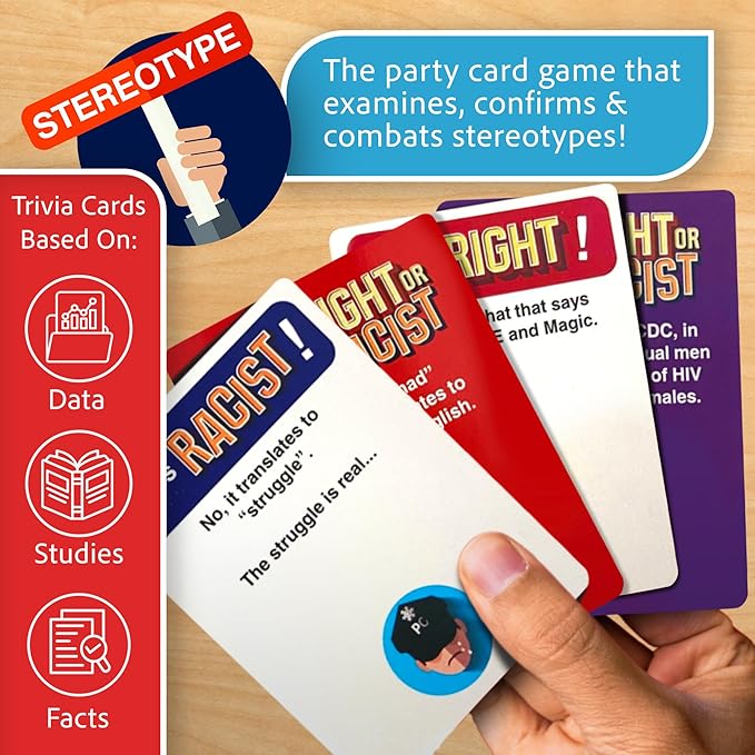 Right or Racist, Card Game, Gag Gift with Hundreds of Trivia and