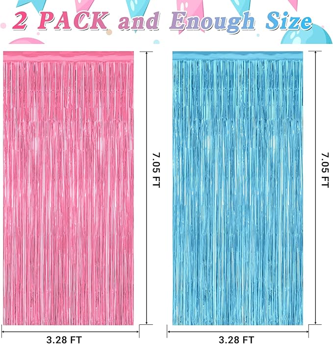 2 Pack Gender Reveal Decorations, 3.28 FT x 7.05 FT Pink and Blue