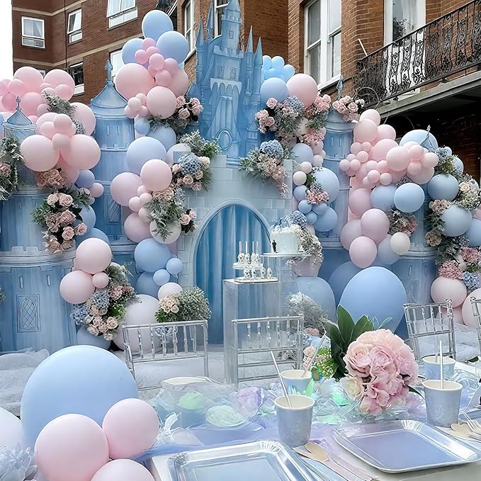 HILAVO Pink and Blue Balloons 12 Inch Pastel Light Baby Blue Pink