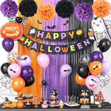 Purple Black Orange Party Decorations Set Halloween Decorations Kit