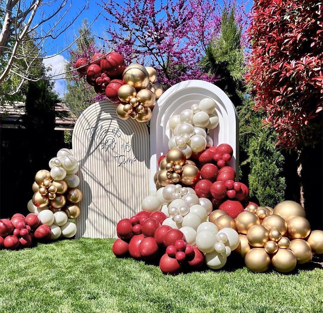 Burgundy Balloons Double Stuffed Wine Red Rose Red Balloon Arch Kit
