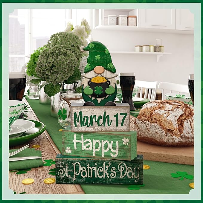 4 Pcs St Patricks Day Table Decoration Wooden St Patrick's Day