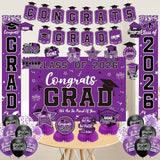 Graduation Decorations 2026 Purple Set, Congrats Grad Decor Set with