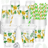 50 Pcs Jungle Safari Animals Cups Disposable Plastic Cup 12 oz