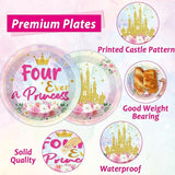 96Pcs Princess Birthday Party Supplies Four Ever a Princess Plate