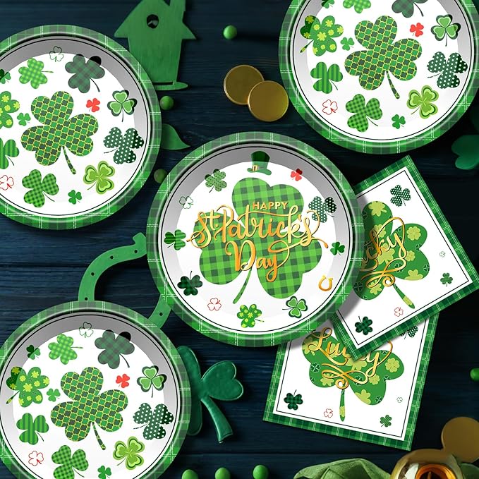 St Patrick's Day Party Supplies Tableware Set Irish Shamrock Themed