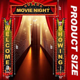 3 Pieces Light Movie Night Porch Sign Banner LED Movie Theme Party