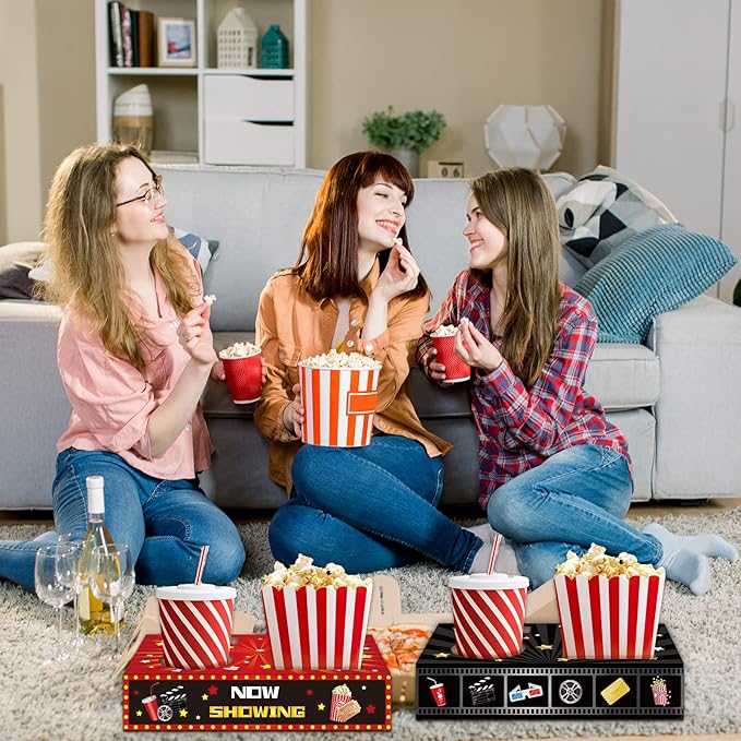 32Pcs Movie Night Snack Trays Hold Popcorn Candy Food Drink Movie